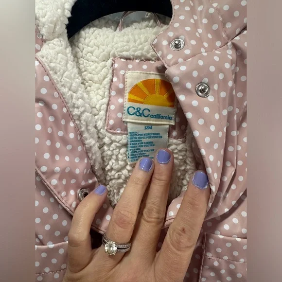 Pink C&C California Line Polka Dot Rain Jacket - Picture 6 of 9